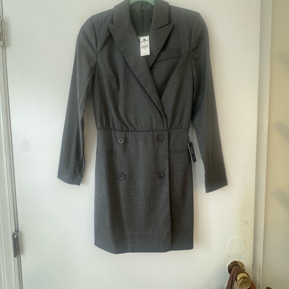 Gray Double-Breasted Women's Coat